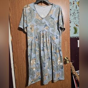Bombom Boho Fairy Paisley Print Knee Length Dress Stretchy!